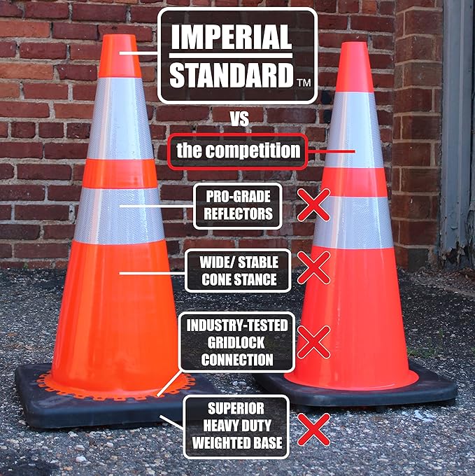 Traffic Cones - Safety Cones - 36" Orange Cones - Construction Cones - Road - Image 3