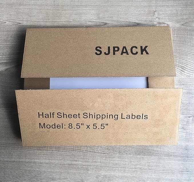SJPACK 1600 Half Sheet Laser/Ink Jet Shipping Labels Mailing Blank White Labels - Image 5