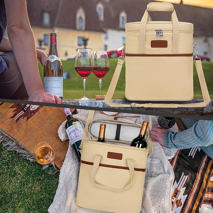 Opux 3 Bottle Insulated Leakproof Wine Cooler Bag, Tote - Image 7