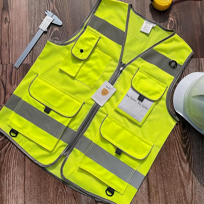 TCCFCCT Mesh High Visibility Vest 9 Pockets Reflective Safety Vest - Image 5
