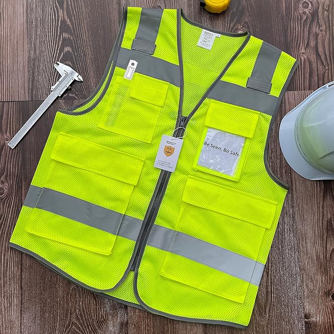 TCCFCCT Mesh Safety Vest 5 Pockets High Visibility Reflective Vest - Image 5