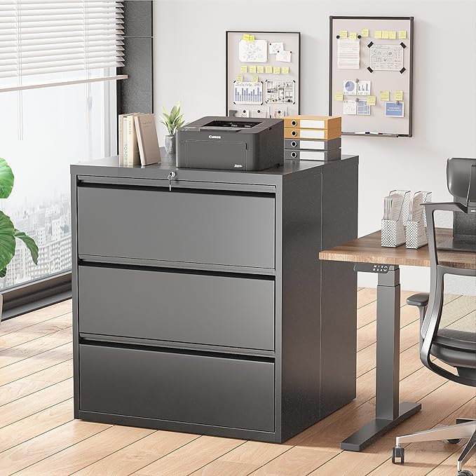 Superday Filing Cabinet Lateral File Cabinet 3 Drawer, Locking Metal Office - Image 2