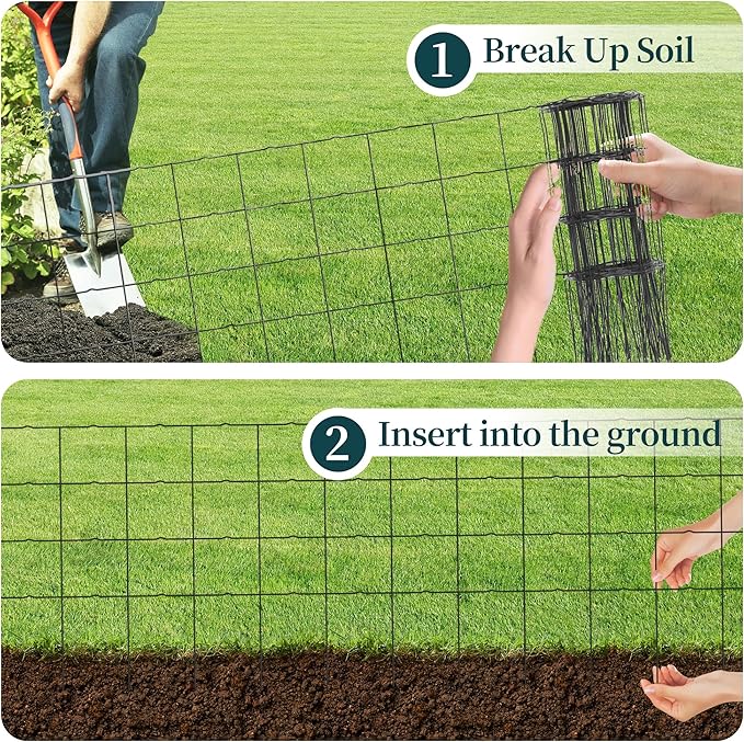Decorative Garden Fence Border Rolls, Total 14 in x 40 ft 2 Pack Metal Folding - Image 5