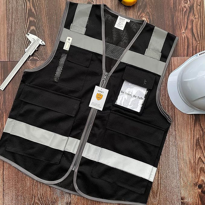 TCCFCCT Mesh Reflective Safety Vest 5 Pockets High Visibility Safety Vest - Image 5