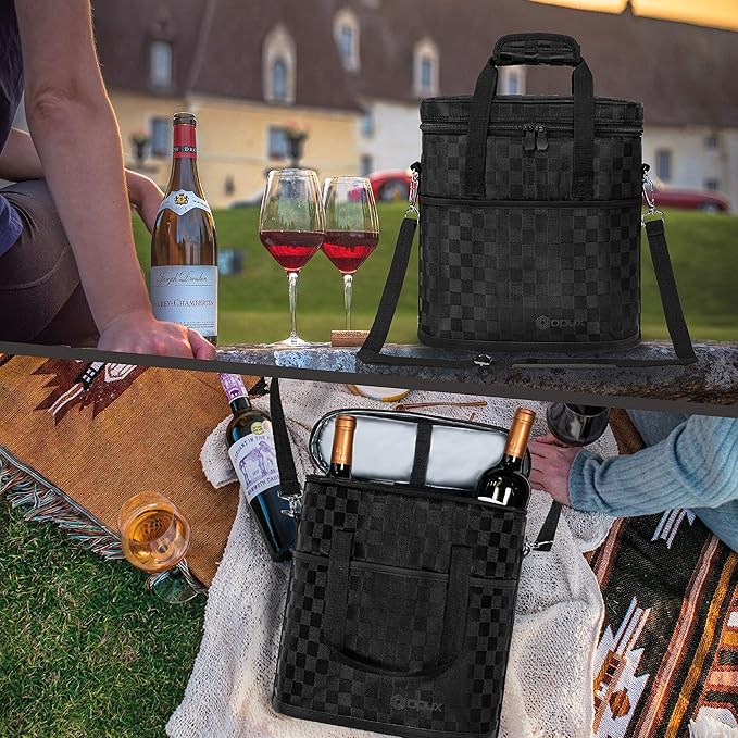 Opux 3 Bottle Wine Carrier Tote, Insulated Leakproof Cooler Bag - Image 7