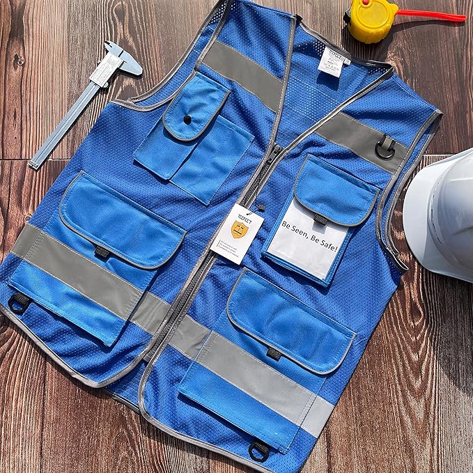 TCCFCCT Mesh Hi Vis Vest 9 Pockets High Visibility Reflective Safety Vest - Image 5